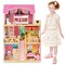 Pink Pine Wood MDF Dollhouse with Furniture Set and Balcony Playhouse